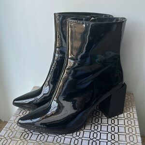 Lulu's Faux Leather Shiny Heeled Booties Women's size 10